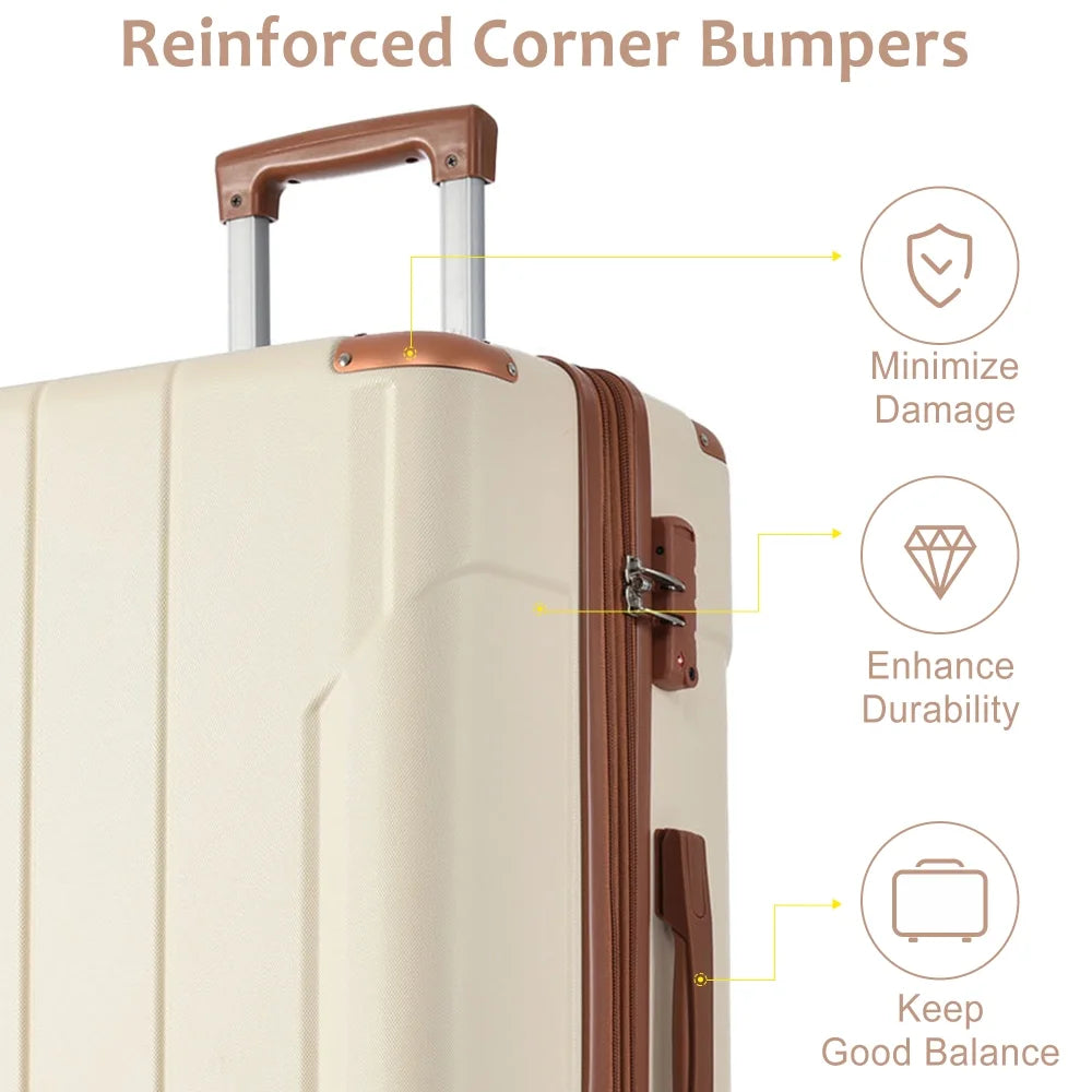 Hardshell Luggage, Lightweight Durable ABS Suitcases with Double Wheels, Expandable 28-inch Checked Luggage 28" (Single Luggage)