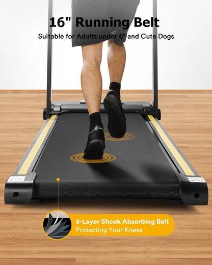 UREVO Treadmill, 2.25HP Folding Treadmills for Home with 12 HIIT Modes for Home Office LCD Display