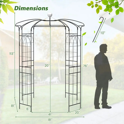 Canddidliike 2-In-1 Gazebo Trellis, French Style Arch, Birdcage Shape Gazebo for Climbing Plants and Wedding Ceremony Decoration, Black