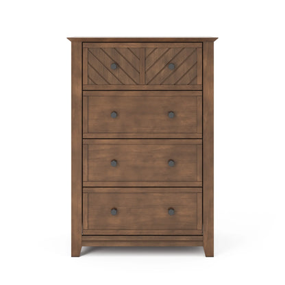 Child Craft Atwood 42" Interlocking 4-Drawer Chest for Nursery or Bedroom, Chevron Design, Anti-Tip Kit, Lunar Gray