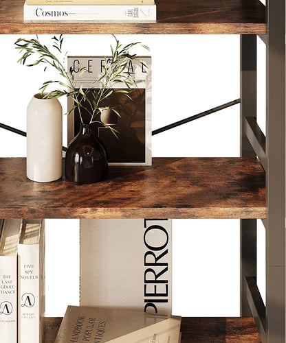 IRONCK 5 Tier Bookshelves and Bookcases, Industrial Shelf for Home Office Decor, Vintage Brown