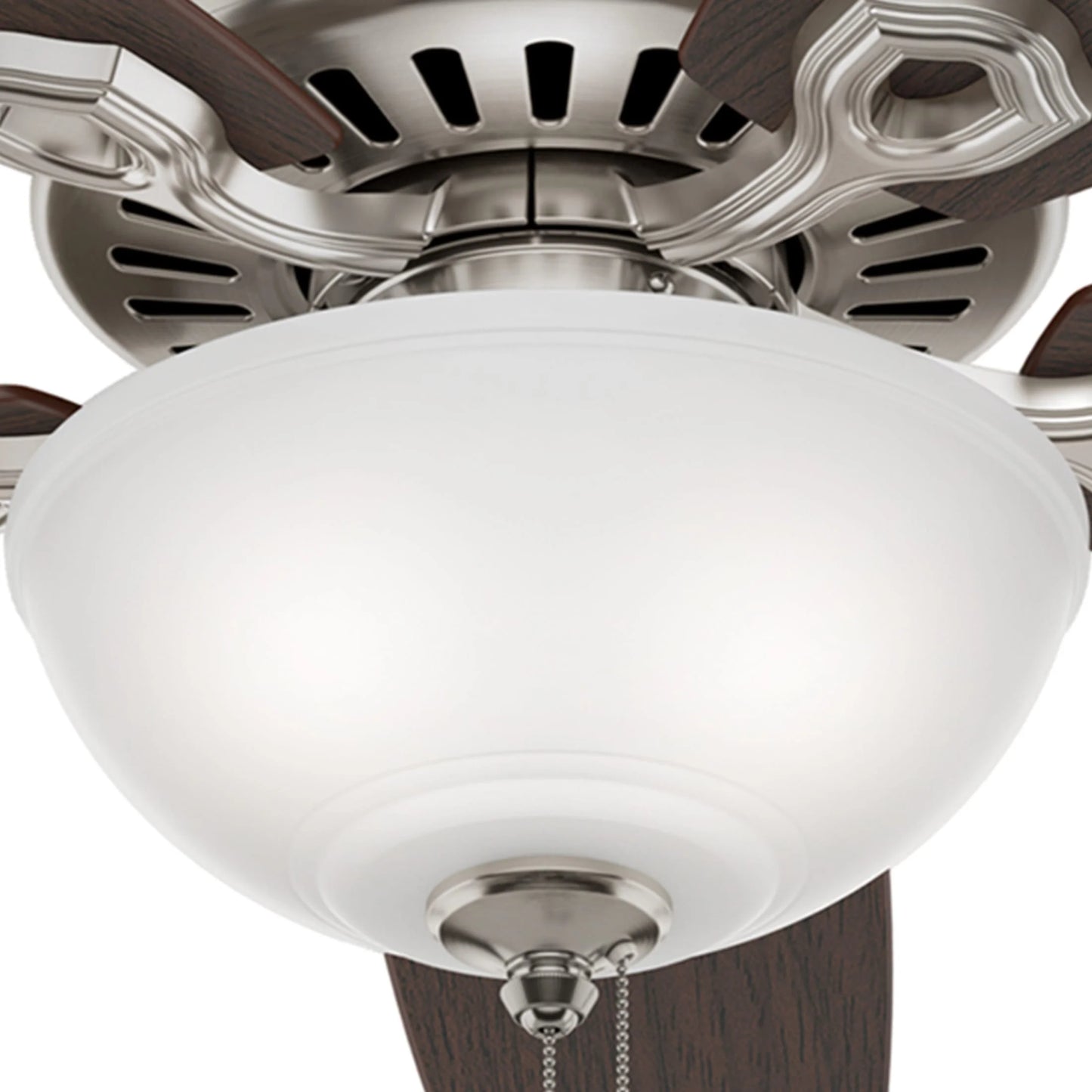 Hunter - Builder Indoor Ceiling Fan With Light, 52-inch, Brushed Nickel, Traditional-style, 3-speed WhisperWind Motor, 53090, for living rooms, bedrooms, home offices, kitchens