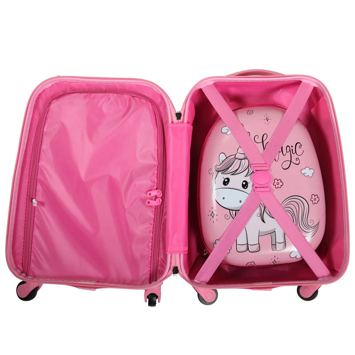 TOBBI 2 PC Kids Carry-on Luggage Set 12" Backpack & 16" Rolling Suitcase School Travel Trolley ABS Luggage for Girls