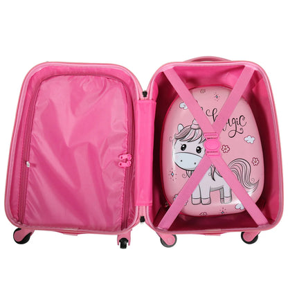 TOBBI 2 PC Kids Carry-on Luggage Set 12" Backpack & 16" Rolling Suitcase School Travel Trolley ABS Luggage for Girls