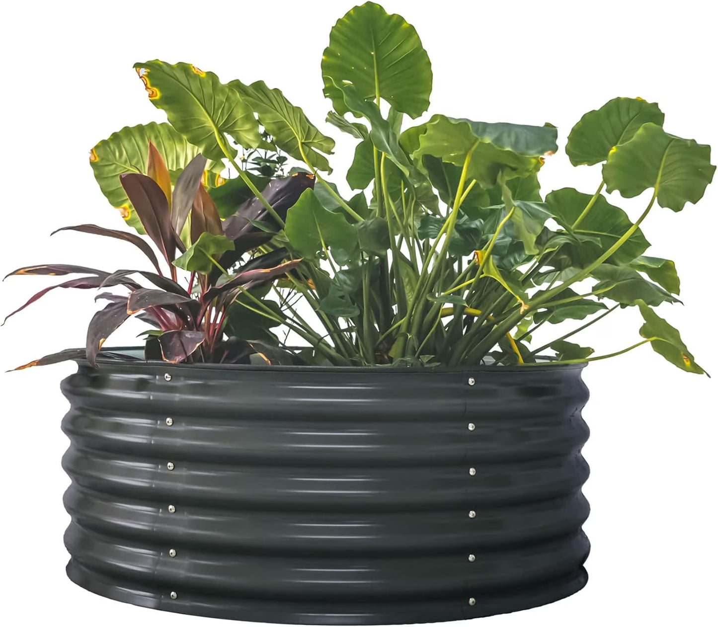 GFNXYI garden 17" Tall 42" Round Raised Garden Bed Metal Raised Bed Planter Box for Vegetables Flowers Patio, Modern Gray