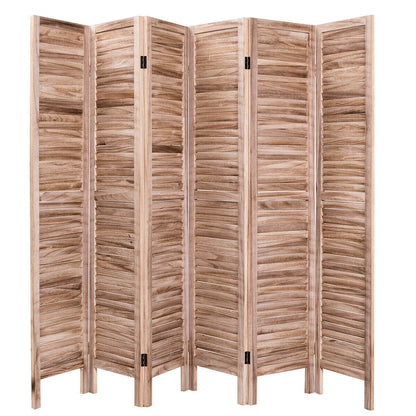 Costway 67'' High 6 Panel Room Divider Furniture Classic Venetian Wooden Slat Home Brown