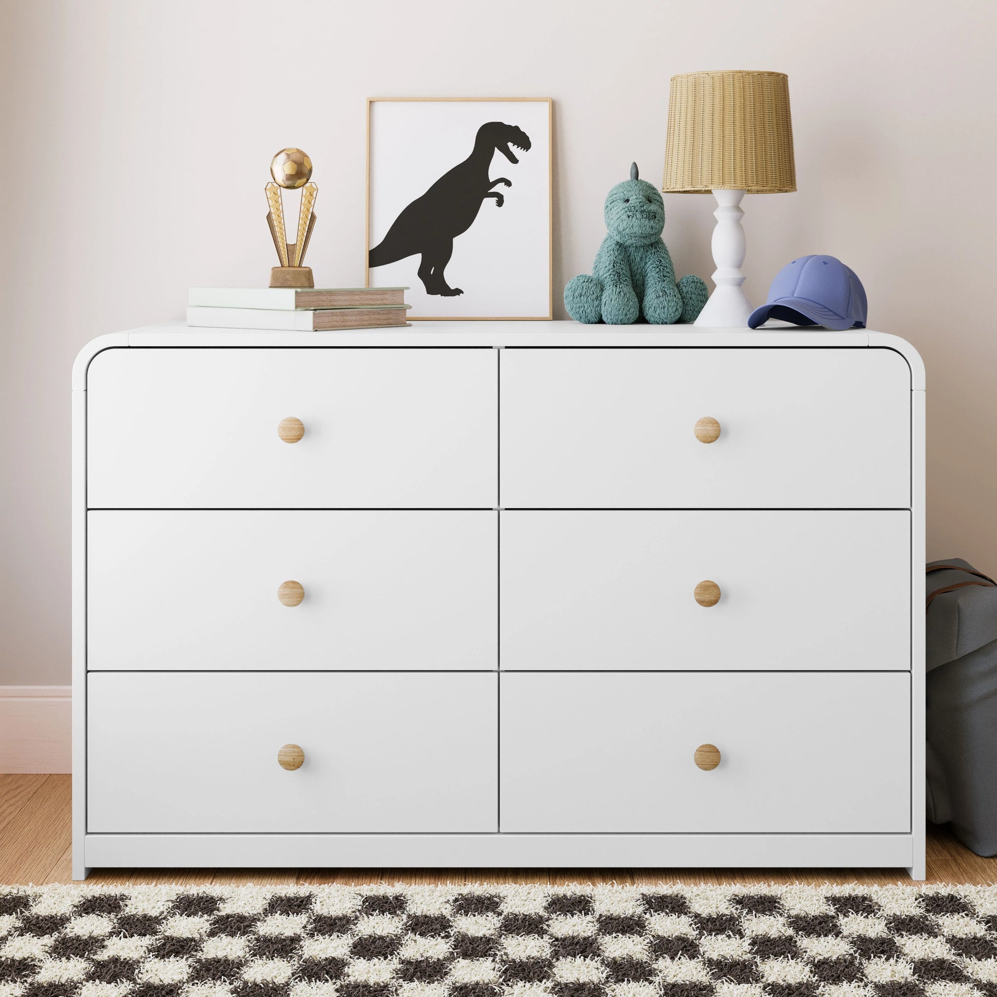 Storkcraft Santos 6 Drawer Nursery Double Dresser, White
