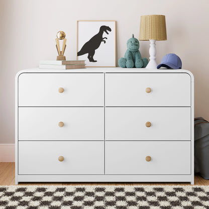 Storkcraft Santos 6 Drawer Nursery Double Dresser, White