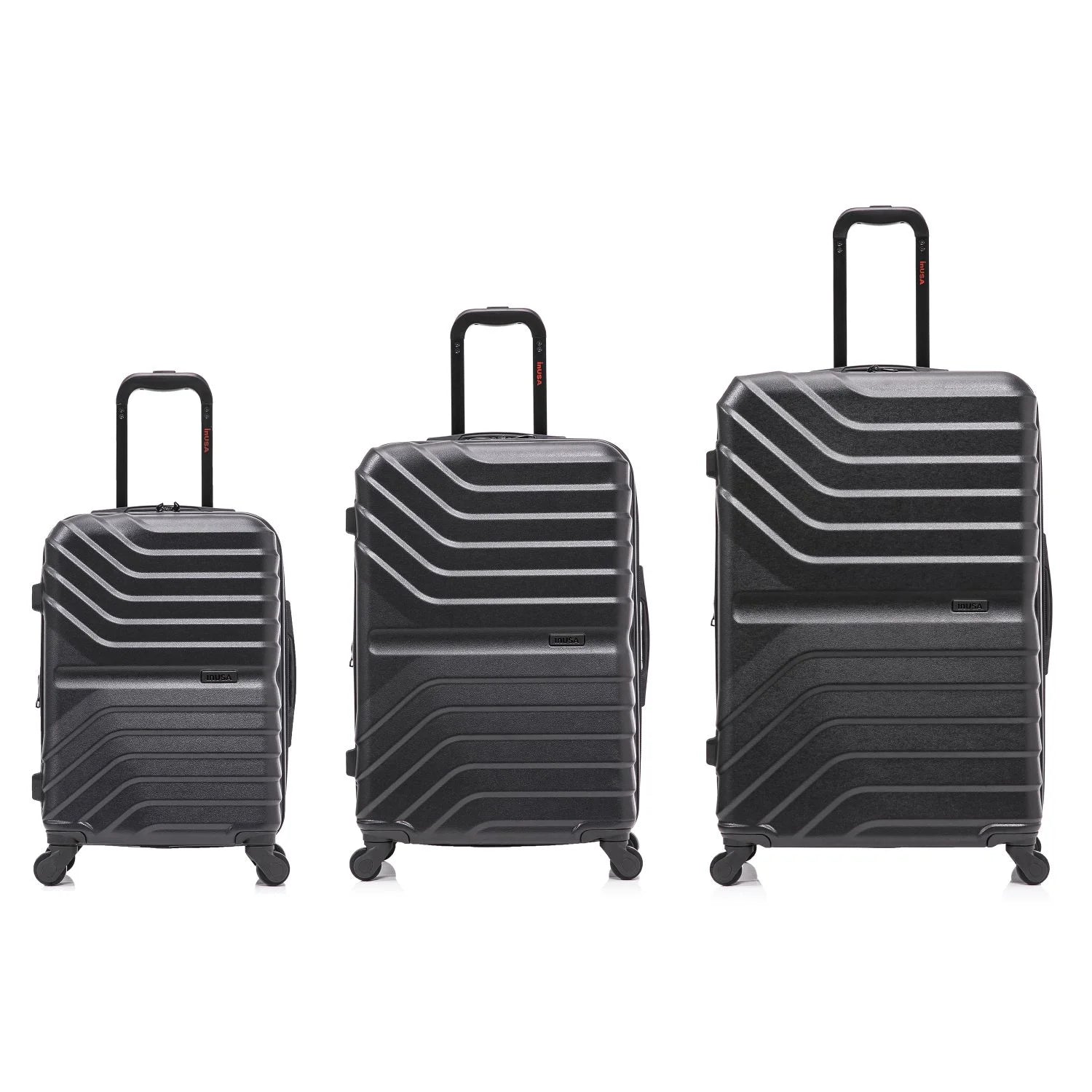 InUSA AURUM 3-Piece Hardside Luggage Sets with Spinner Wheels, Handle and Trolley, (20"/24"/28"), Black
