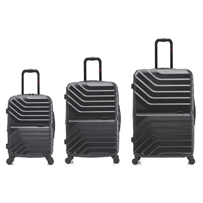 InUSA AURUM 3-Piece Hardside Luggage Sets with Spinner Wheels, Handle and Trolley, (20"/24"/28"), Black