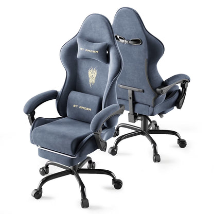 Huracan Velvet Fabric Gaming Chair High Back Computer Chair with Footrest and Lumbar Cushion Ergonomic PC Gamer Chiar for Adults Racing Video Gaming Chair for Home Office,Beige