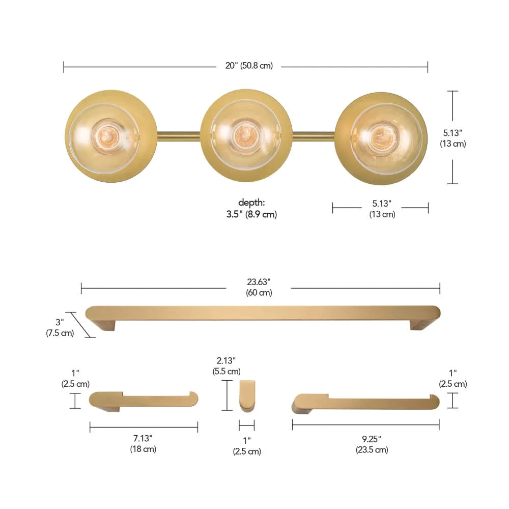 Globe Electric 91002733 Courtney 3 Light 20" Wide Vanity Light - Brass