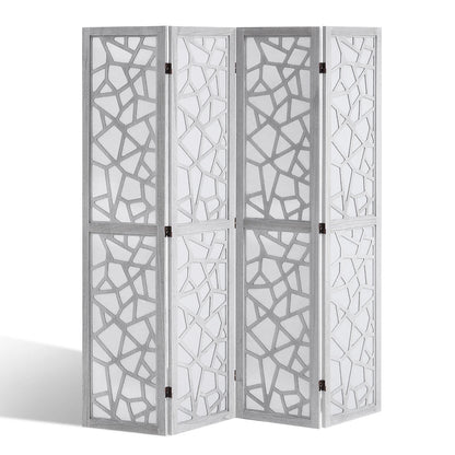KFFKFF 4-Panel Room Divider, 66.9" Foldable Wood Panel Screen, Decorative Screen for Space Division in Homes, Offices, Restaurants & Bedrooms