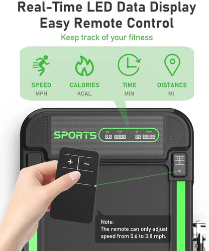 Delfy 2 in 1 Under Desk Treadmill, Folding Treadmill 2.5HP with Remote Control, 0.6-7.6 mph, LED Display, Phone/Tablet Holder, Electric Walking Running Machine for Home Office, No Assembly Needed