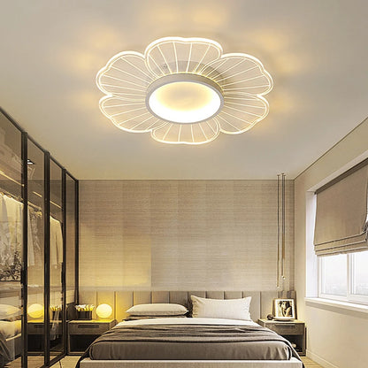 Modern LED Flush Mount Ceiling Light Fixture with Remote Control, Flower Shape Ceiling Light Dimmable LED Close to Ceiling Ligh, Elegant Home Ceiling Lamp for Bedroom Livingroom Dining Rooms