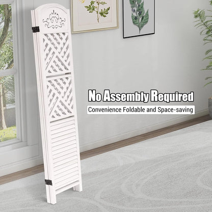 Wooden Room Divider Wall 4 Panel with Holes,5.6FT Tall Room Divider with Shelves,Folding Privacy Screens 67 in for Room Separation Home Office Bedroom