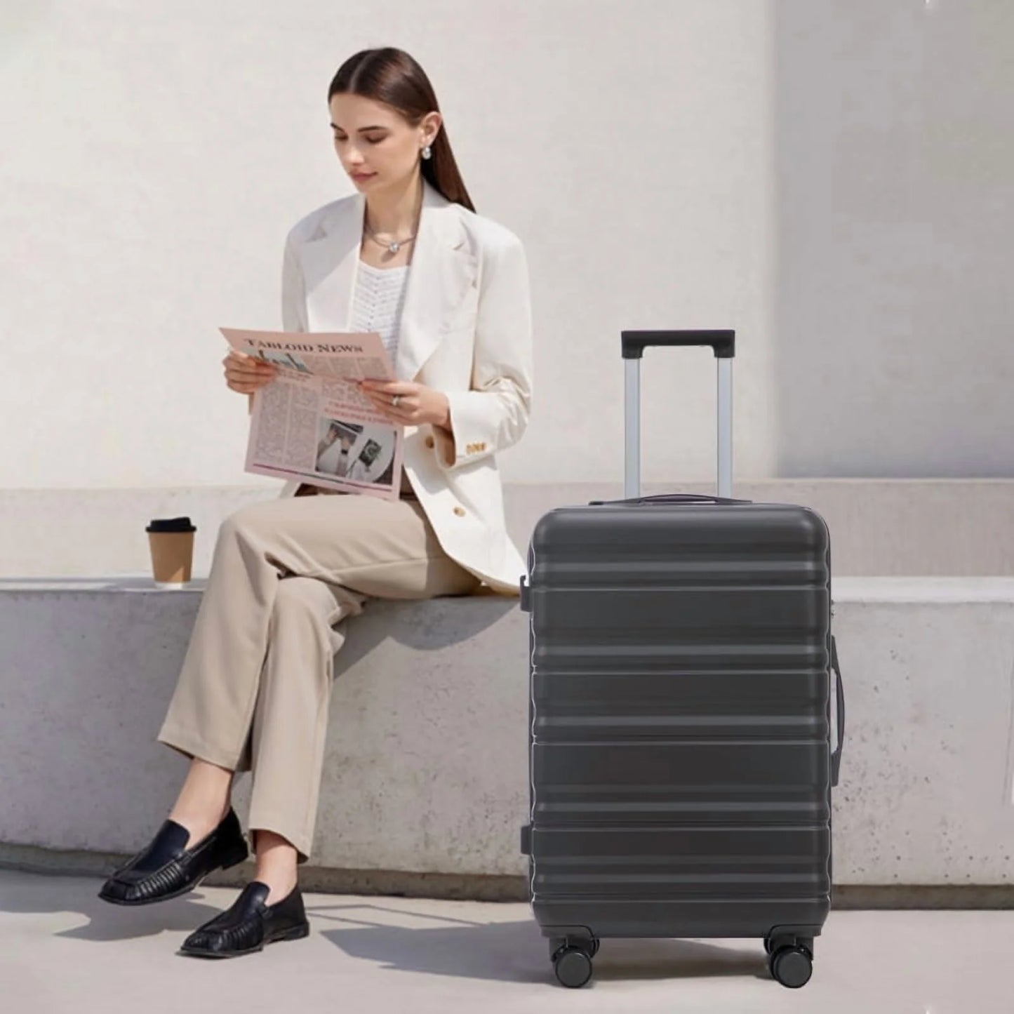HIFINE TOURIST 20"/24"/28" 3 pcs/set in ABS Spinner Wheel Luggage, Carry on Suitcase, Matching Color, TSA Combination Lock (Blue+Purple)