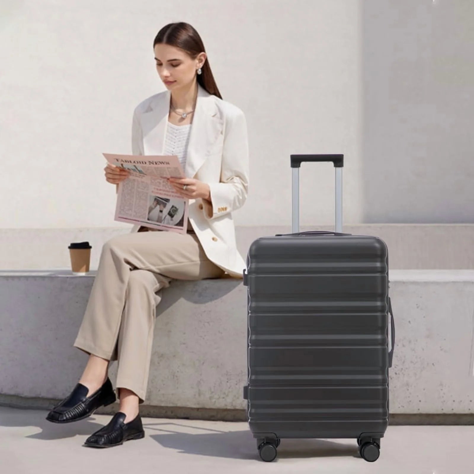 HIFINE TOURIST 20"/24"/28" 3 pcs/set in ABS Spinner Wheel Luggage, Carry on Suitcase, Matching Color, TSA Combination Lock (Blue+Purple)