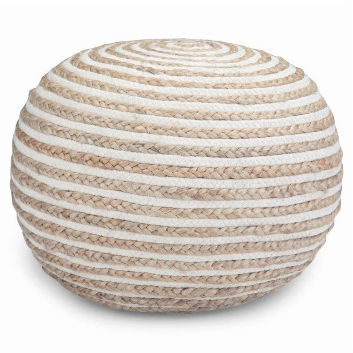 Simpli Home Yolanda Round Pouf in Natural Jute