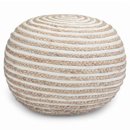 Simpli Home Yolanda Round Pouf in Natural Jute