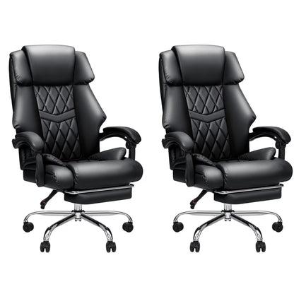 Hoffree Executive Office Chair Big and Tall Office Chair 550lb Wide Seat Ergonomic Computer Desk Chair High Back Leather Chair with Lumbar Back Support for Home Office Black