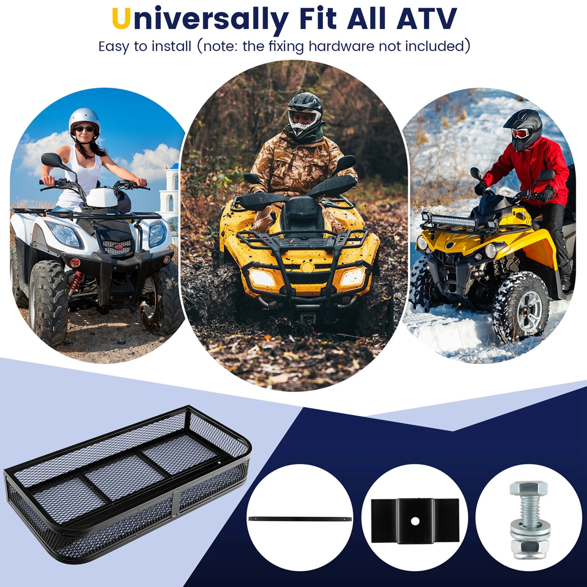 Costway Universal Front Atv Hd Steel Cargo Basket Rack Luggage Carrier