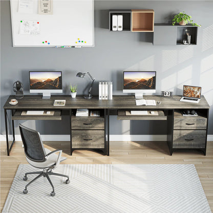 Bestier 55 inch Computer Desk with Storage Drawers & Keyboard Tray & File Drawer Home Office Desk Grey