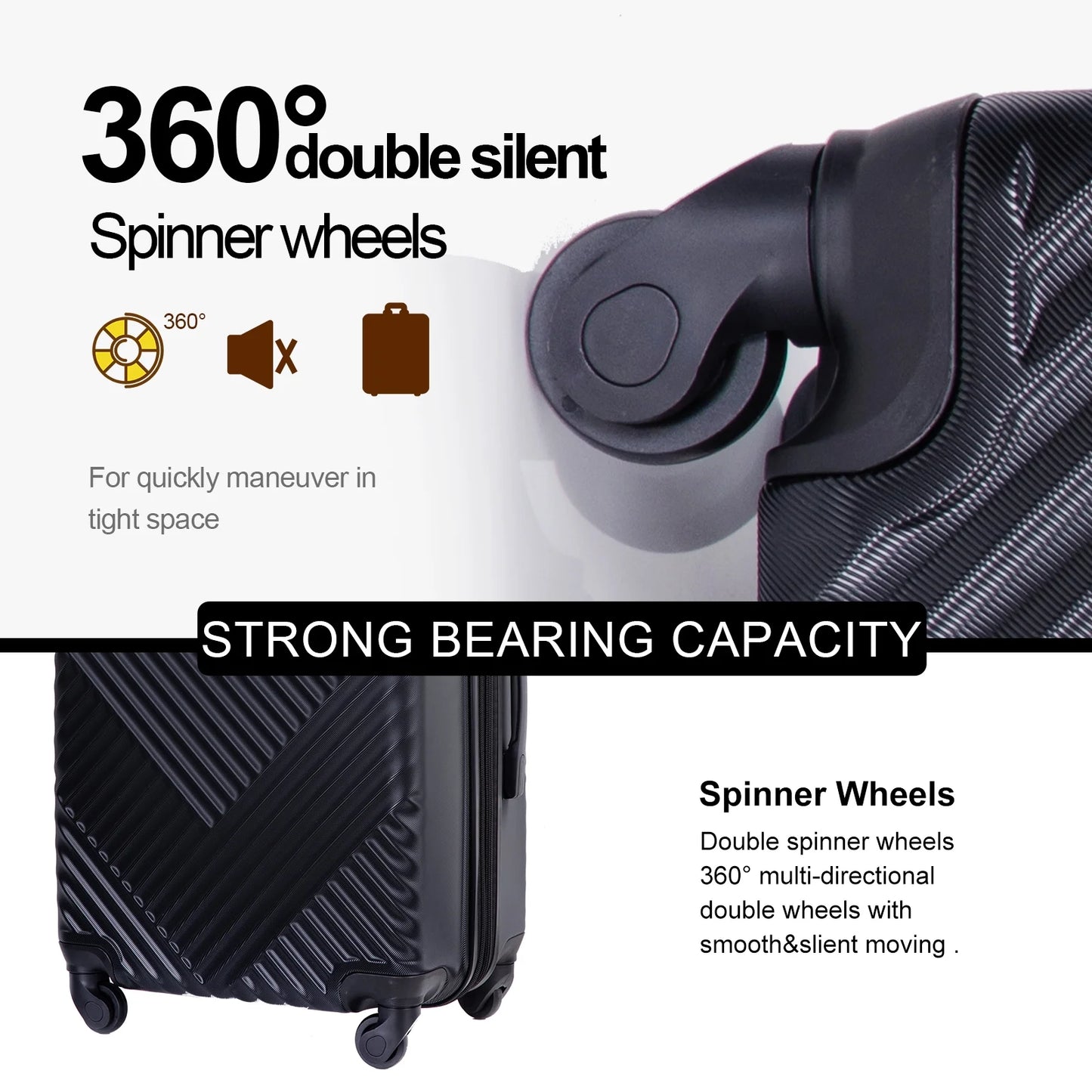 10 Piece Luggage Set Lightweight Suitcase Set with 7PCS Organizer Bags Suitcase with TSA Lock Spinner Wheels(Black)