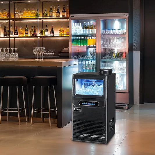 Zimtown Commercial Ice Maker, 70lbs/24H, Ice Maker Machine,Freestanding Cabinet Ice Maker with 11lbs Storage Capacity LED Digital Display, for Bar Home Office Restaurant