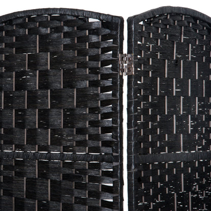 HOMCOM 6' Tall Wicker Weave 6 Panel Room Divider Privacy Screen - Black