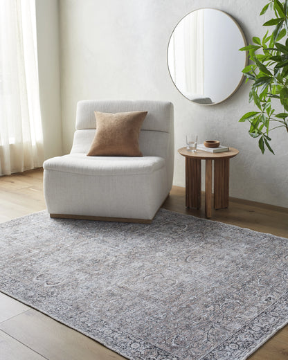 Better Homes & Gardens Persian Blooms Washable Non-Skid Indoor Area Rug, Brown, 5'3" x 7'