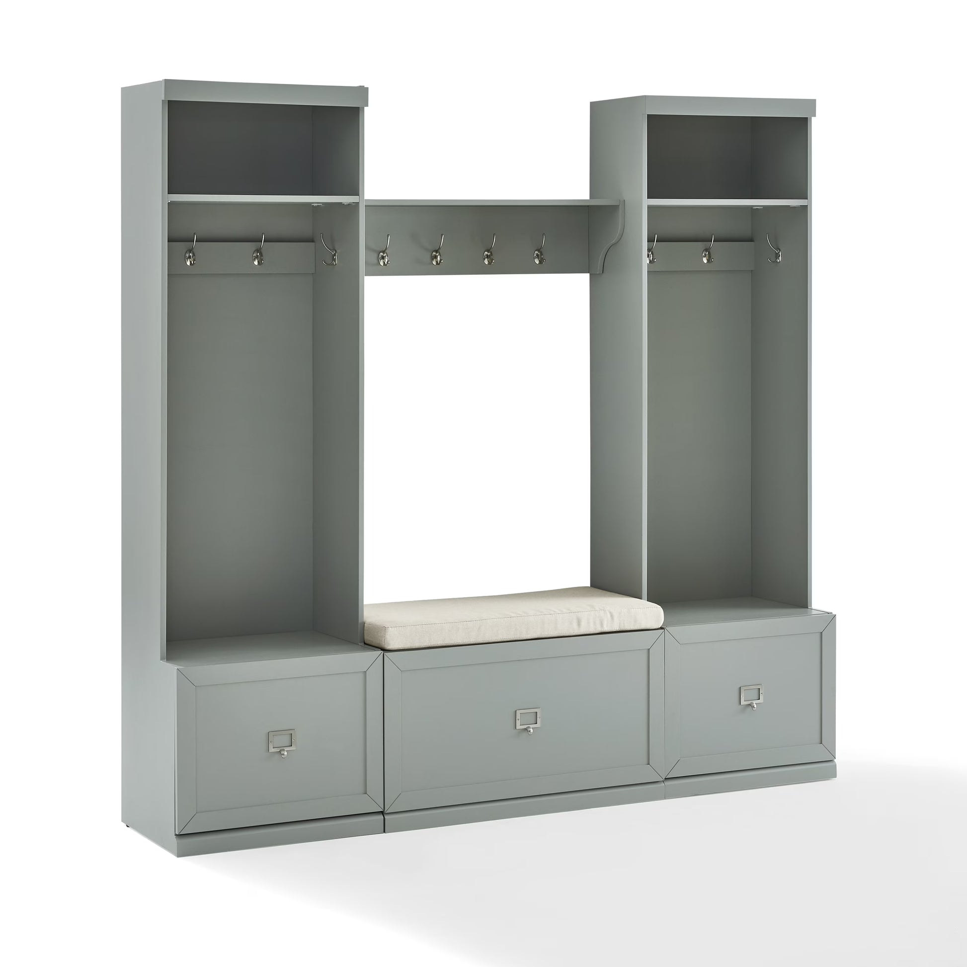 Crosley Furniture Harper 4Pc Entryway Set White - Bench, Shelf, & 2 Hall Trees