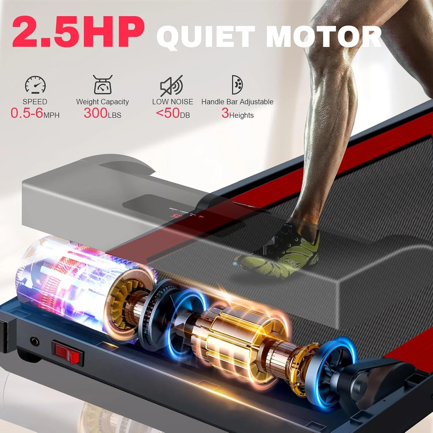 2 in 1 Walking Pad Treadmill, Foldable Treadmills with Handle Bar, 2.5HP Portable Folding Treadmill with Remote Control, Under Desk Treadmill for Home Office, Small Treadmill, 300lb