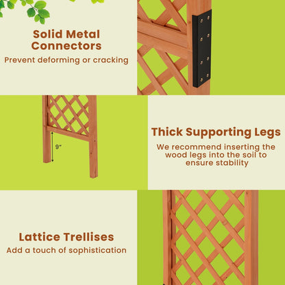 Gymax 7.7 FT Garden Arch Wooden Arbor Outdoor Wood Trellis for Climbing Plants