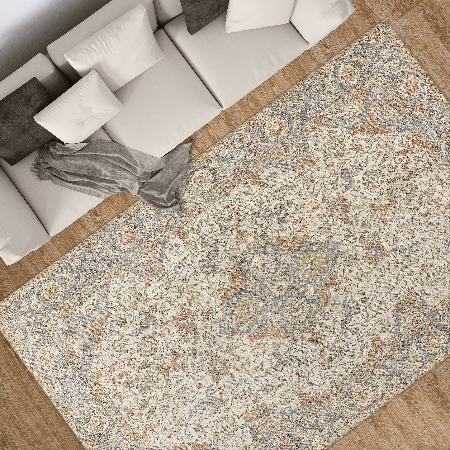 Apache Chenille Area Rug, Rosetta Beige, 5' x 8'