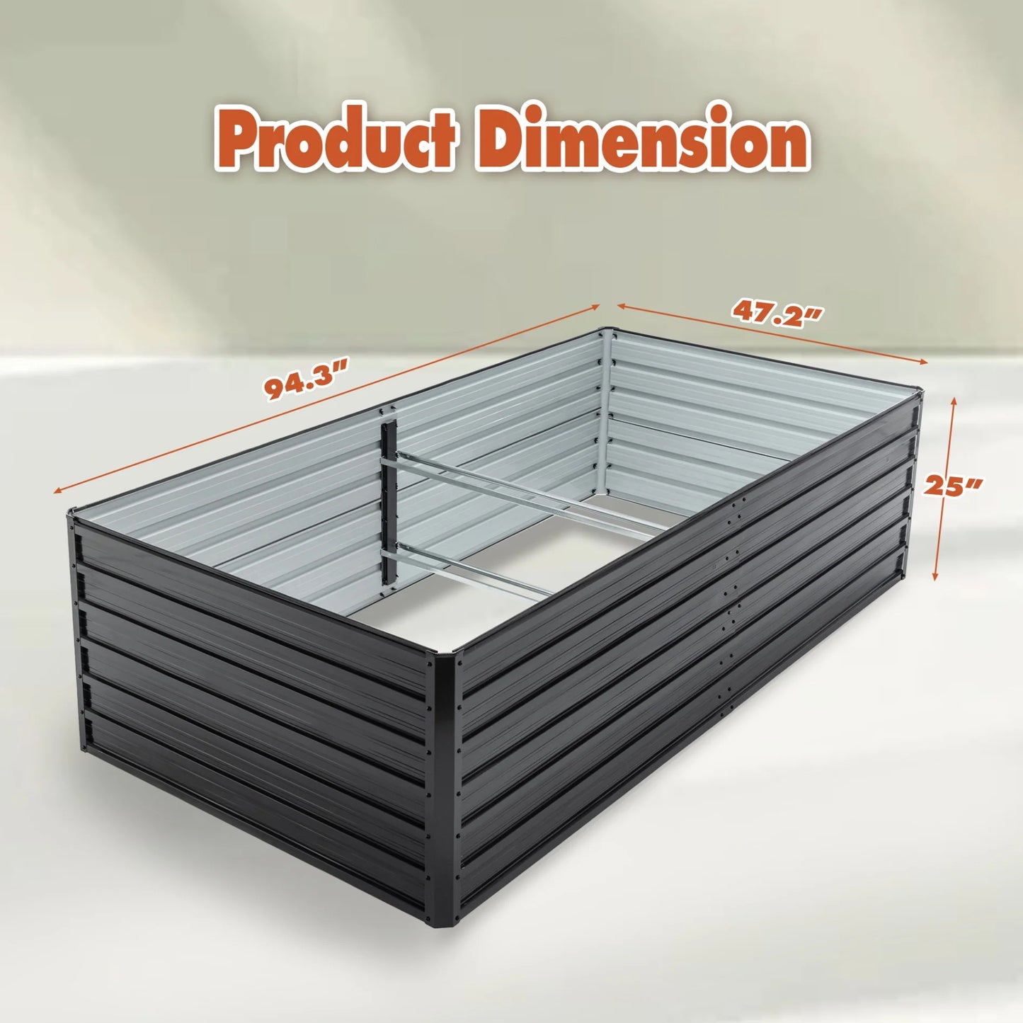 8X4x1 FT Galvanized Raised Garden Bed, Outdoor Planter Box Metal Patio Kit with Reinforcing Rod, Large Planting Bed for Vegetables Flowers Herb, Black