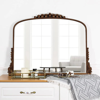 Shyfoy Large Arch Wall Mirror Ornate Mirror for Living Room Decor Anqitue Gold Decorative Mirrors for Wall 36" x 23"