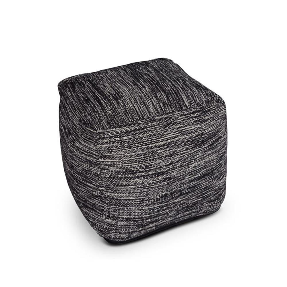 Steve Silver Omari Square Handwoven Black/Ivory Wool Pouf