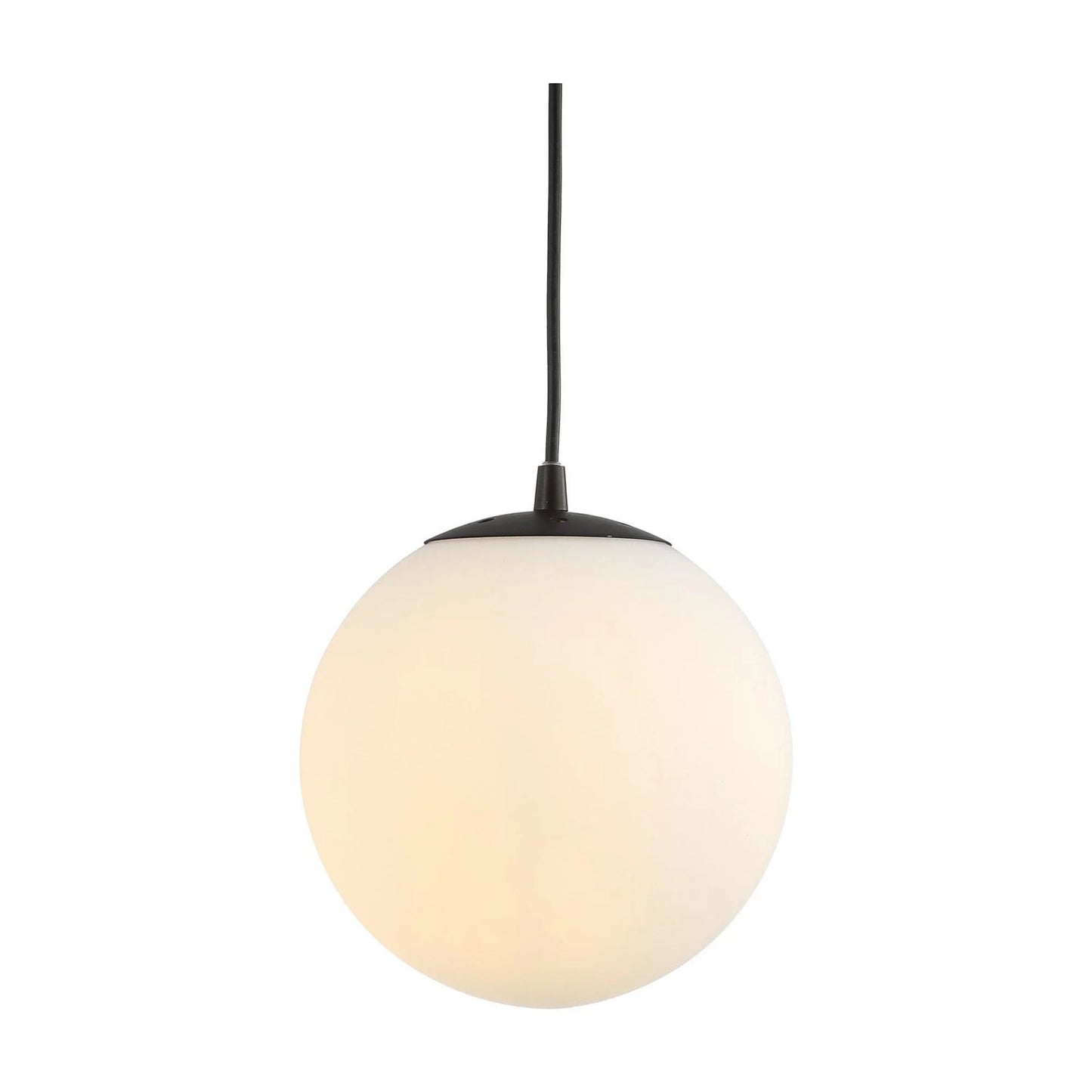 JONATHAN Y Bleecker 7.75" Metal/Glass Globe LED Pendant, White/Oil Rubbed Bronze