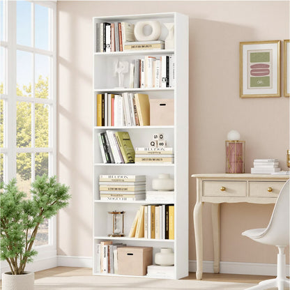 Homfa 82" Tall Bookcases, Freestanding Display Storage Shelves, 7-Tier Open Bookshelf for Home Office Living Room Bedroom, White