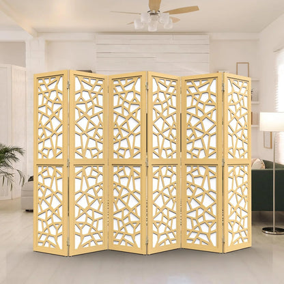 VINGLI 70'' H Room Divider, Non-Woven Fabric Privacy Screen, Indoor Partition Wall Dividers, Freestanding Hinged Space Separator with Modern Unique Pattern