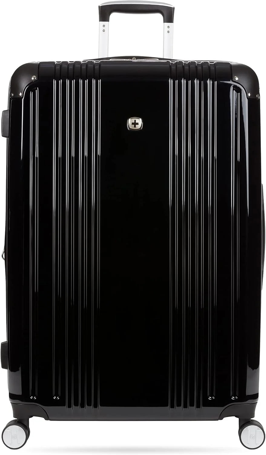 SwissGear 7786 Hardside Expandable Luggage with Spinner Wheels, Black, Checked-Large 27-Inch