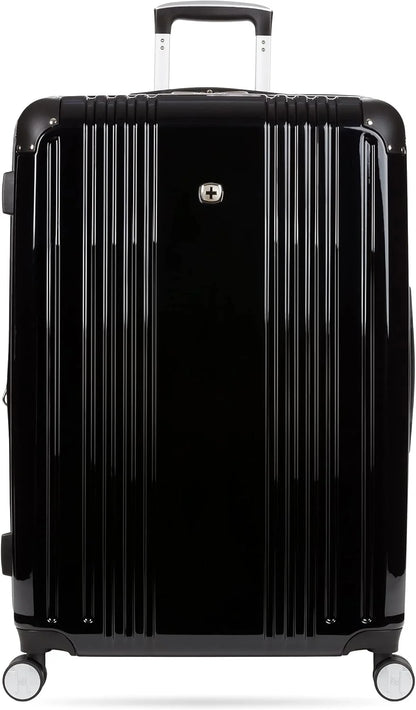 SwissGear 7786 Hardside Expandable Luggage with Spinner Wheels, Black, Checked-Large 27-Inch