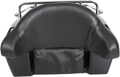 Kojem Motorcycle Trunk Tour Pack Luggage Universal for Harley Honda Yamaha Suzuki Cruiser Tail Box with Top Rack Backrest Black