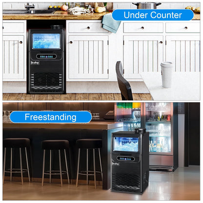 Zimtown Commercial Ice Maker, 70lbs/24H, Ice Maker Machine,Freestanding Cabinet Ice Maker with 11lbs Storage Capacity LED Digital Display, for Bar Home Office Restaurant