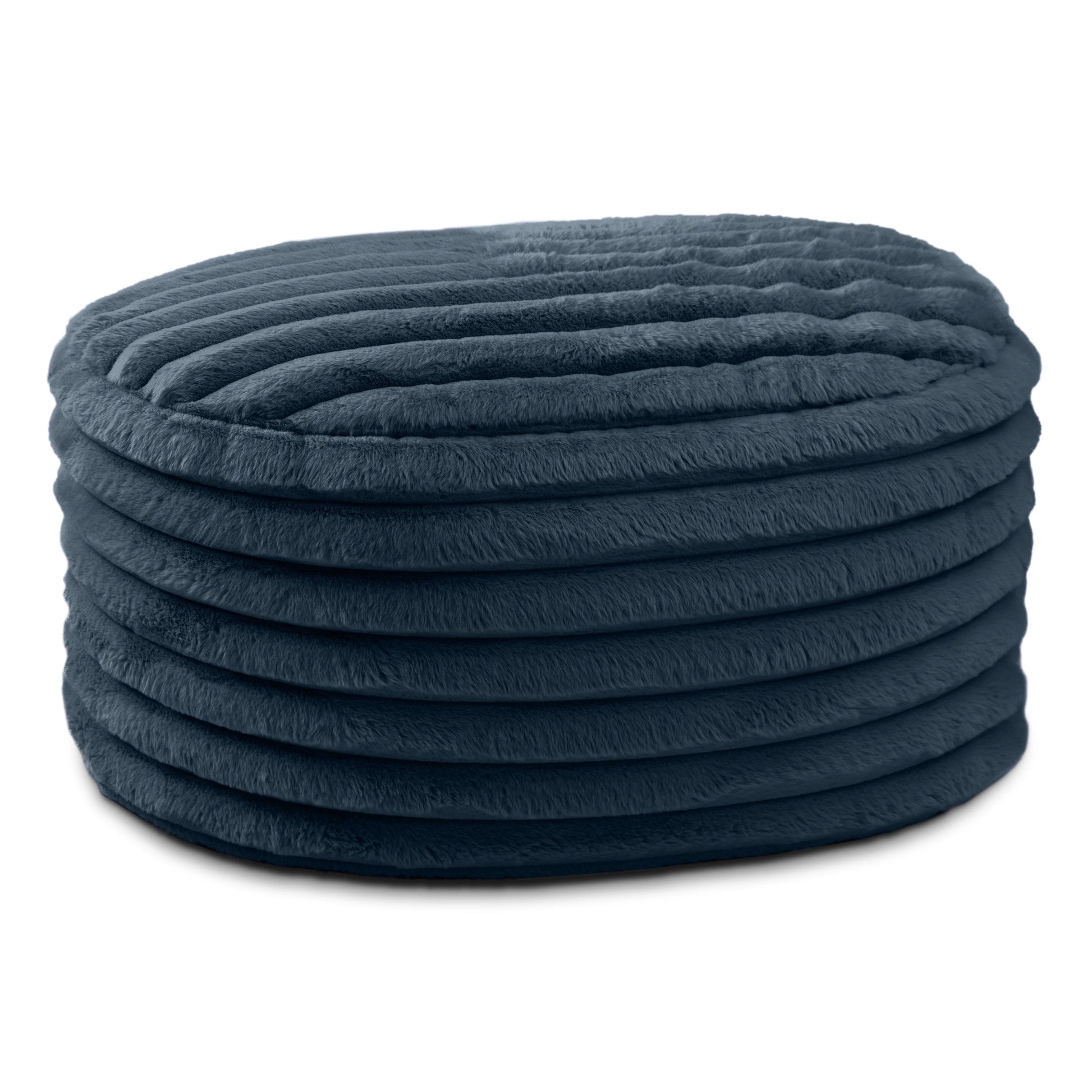 Jaxx Paran Accent Pouf - Fluffy Faux Fur Ottoman for Modern Interior Design, Large, Black