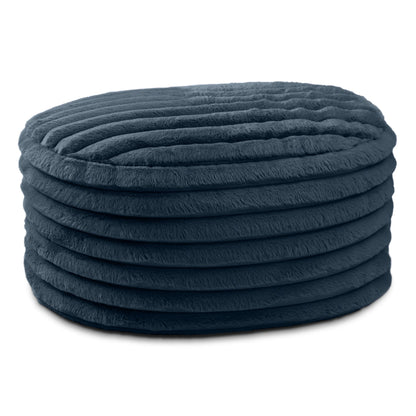 Jaxx Paran Accent Pouf - Fluffy Faux Fur Ottoman for Modern Interior Design, Large, Black
