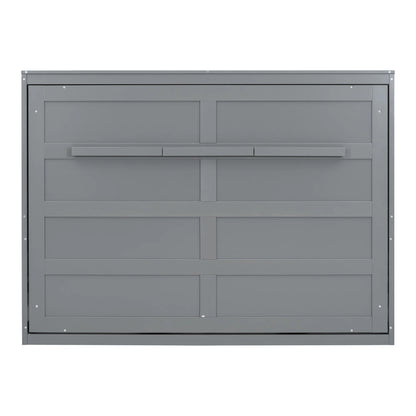 Harper & Bright Designs Full Size Murphy Bed Space-Saving Foldable Wooden Wall Bed with a Shelf for Guest Room Home Office, Gray