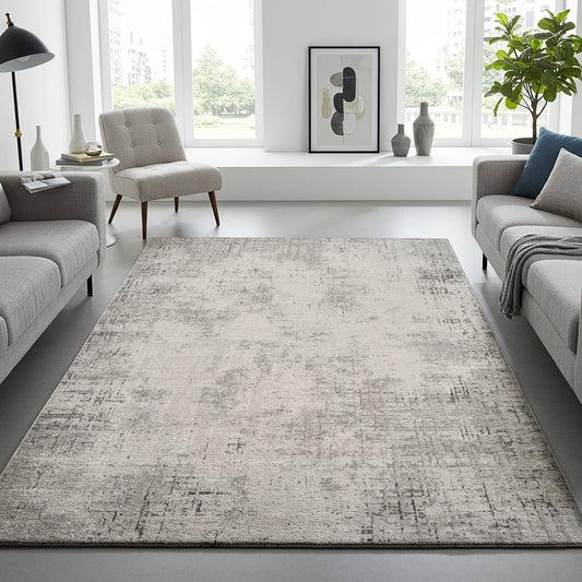 Divina Area Rug, Aloma Cream & Gray, 6’6” x 9’