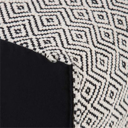 Pemberly Row Mid-Century Square Fabric Pouf in Patterned Black and Natural